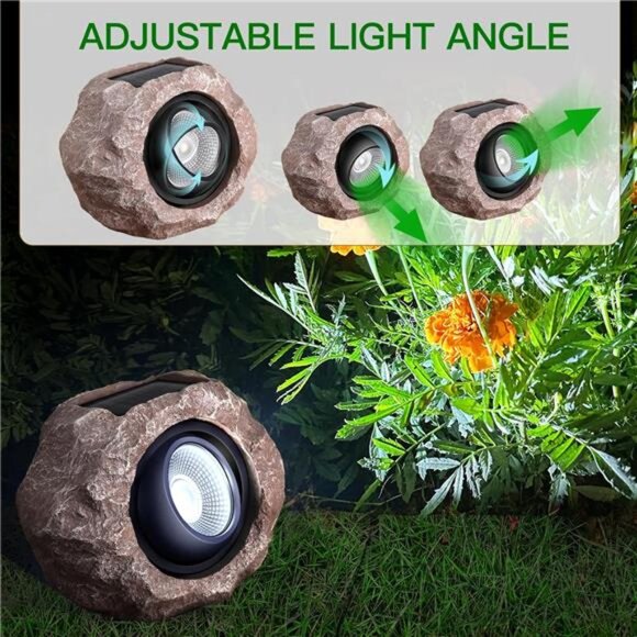 Solar Rock Lights Outdoor, 4 Pack Solar Spotlights Outdoor Waterproof Light - Picture 2 of 7